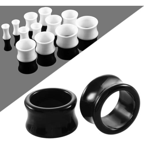 3-20mm 2Pcs Acrylic Ear Plugs Tunnels Gauges Earrings Piercing Black White Ear Stretchers Expander Earlobe Piercing Body Jewelry