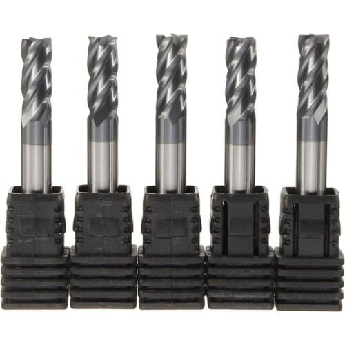 5Pcs 6mm x 50mm 4 Flute HRC45 Center Cutter Altin/Tiain Carbide Flat End Mill Bit Suit For Home General Building Engineering