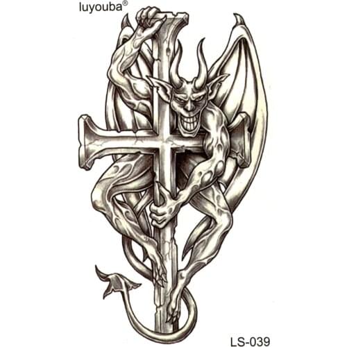 50pcs Devil on the cross waterproof temporary tattoos sticker harajuku tatuagens body feminino henna tatoo men