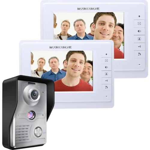 7 Inch Video Door Phone Doorbell Intercom Kit 1-camera 2-monitor Night Vision