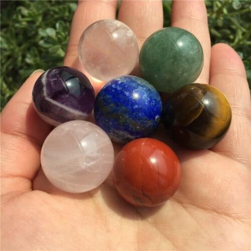 7pcs Natural Crystals Stone Amethyst Lapis lazuli Healing Gemstone Rock Mineral Crystal Bead Home Decoration Ball gift
