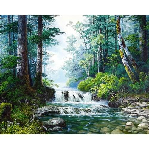 Diamond embroidery full drill Square Diamond painting waterfall forest 5d diy diamond painting Cross Stitch Rhinestone mosaic