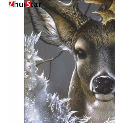 Diamond Embroidered Animals Natural Full Square Diamond Painting Cross Stitch Elk Animal Picture Rhinestone Diamond Mosaic XY1