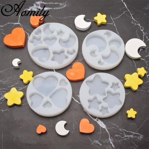 Aomily Multi Star Love Heart Moon Shaped Silicone Chocolate Cookies Cake Mold Silicone Soap Candy Fondant Chocolate Kitchen Tool