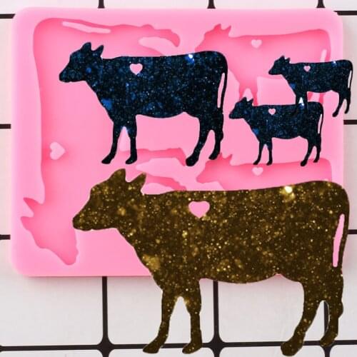 Shiny Cow Silicone Keychain Mold Jewelry Making Epoxy Resin Molds Polymer Clay Pendant DIY Handmade Charms Mould