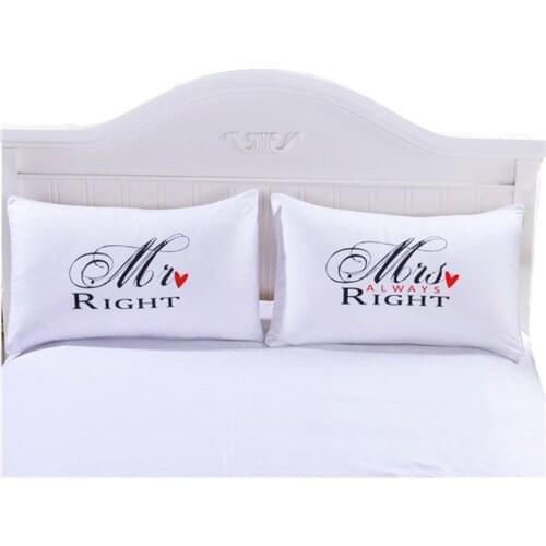 Mr Mrs Pillow Case Couple King Queen His Her Always Right Pillowcase Pillow Cover Wedding Valentines Gift40