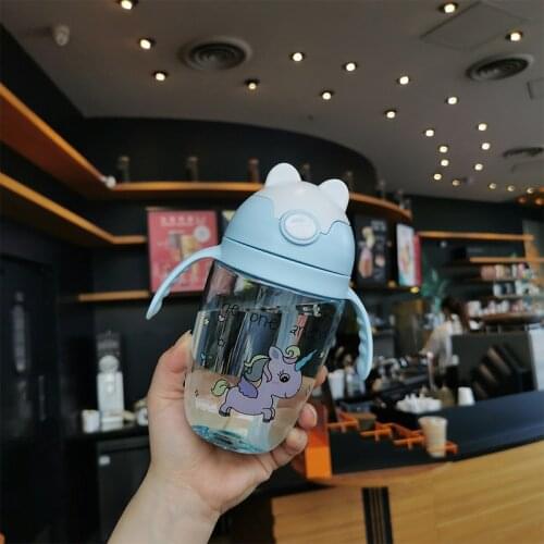 450ML Cartoon Unicorn Baby Feeding Bottle Wide-Caliber Multifunctional Drinking Cups Bottle BPA Free Drinkware
