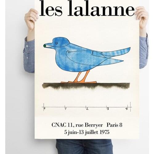 Les Lalanne 1975 Mid Century Poster Vintage Wall Art Blue Bird Home Decoration Painting Exhibition Picture For Living Room Frame