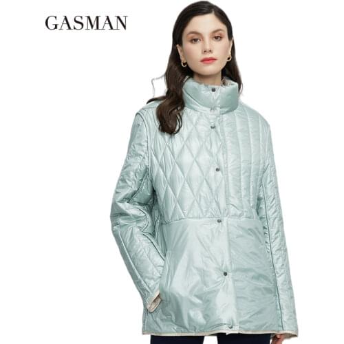 GASMAN 2021 NEW Spring Autumn Jacket Wear on both sides fashion casual women jacket Thin Cotton Large size 6xl parka 21871