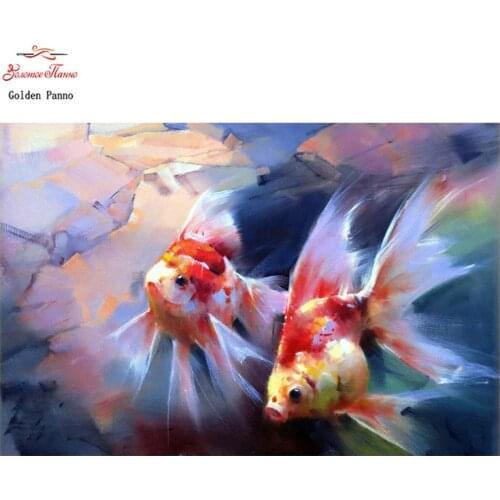 Golden Panno,DIY DMC 11CT 14CT completely Cross stitch Animal goldenfish kits embroidery needlework wall decoration 08
