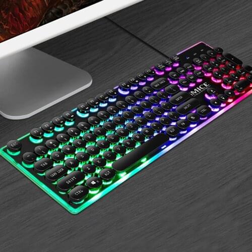 IMice Pro Gaming Keyboard 104 Keys Rainbow Backlit Keyboards USB Wired Waterproof Mechanical Feeling LED Gamer Keyboard