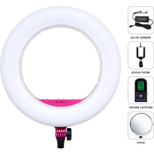 Yidoblo QS-480EII Photography Selfie Video Ring lamp 18" 480PCS LED Ring Light Bio-Color Remote Adjustable Ring Lamp Kit