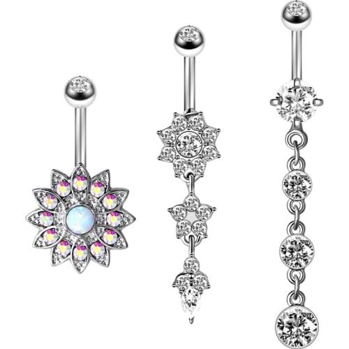 Personalized Creative Piercing Stainless Steel Rose Gold Navel Ring 3-Piece Suit Body Piercing Jewelry