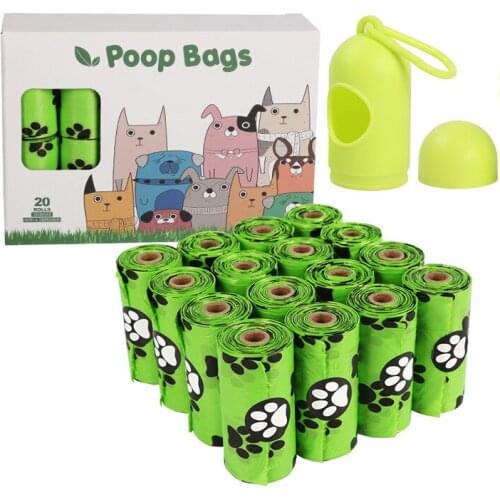 Pet Dog Poop Bag Biodegradable Zero Waste Cat Pooper Litter Disposal Bag with Free Outdoor Carrier Holder Dispenser