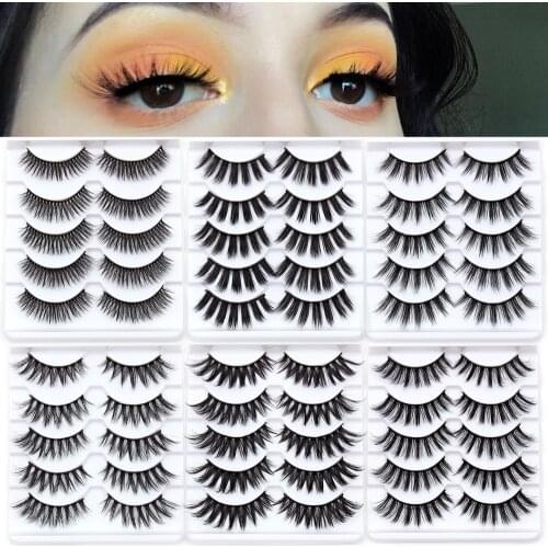 Maquiagem 5/10 Pairs Faux 3D Mink Hair Reusable False Eyelashes Soft Fluffy Mink Lashes Nature Long Eye Makeup Tools Eye Lashes