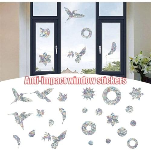 Mosaic Window Sticker 2 Set Decorative Anti-collision Rainbow Static Window Clings Non Adhesive Prevent Bird Strikes Наклейки