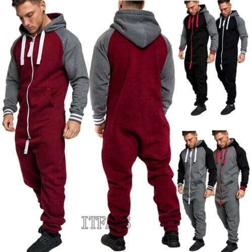 Mens Jumpsuit Playsuit Long Sleeve Zip Up Coverall One Piece Romper NEW