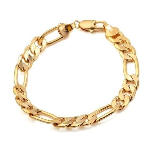 MxGxFam New Design Bracelet Men (200*10mm) 18 Yellow Gold Color with Environmental Copper