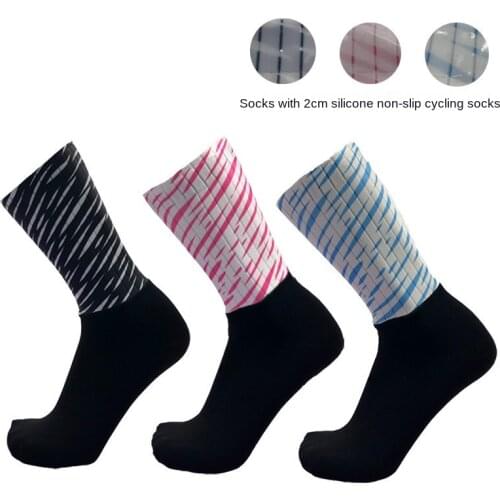 Socks mouth silicone non-slip cycling socks professional bicycle breathable wear-resistant men and women mid-tube sports socks