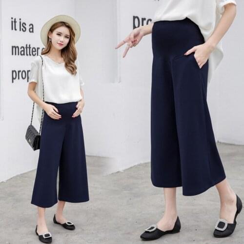 2021 Spring and Summer New Pregnant Womens Pants Maternity Trousers Nine-point Pants for Pregnant Women Loose Pregnancy Pants