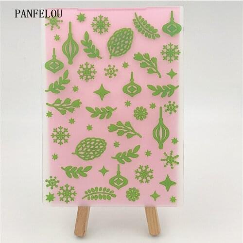 PANFELOU 14.8x10.5 green leaves Embossing folders Plastic For Scrapbooking DIY Template Fondant Cake Photo Album Card Making