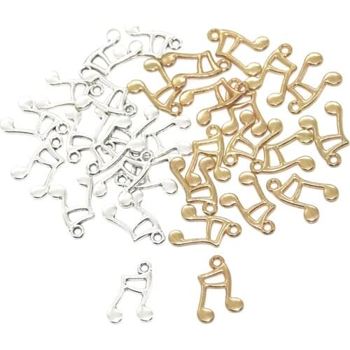 40pcs Wholesale Two Color Musical Note Charms Zinc Alloy Metal Pendants For DIY Handmade Jewelry Accessories Making 16*11mm