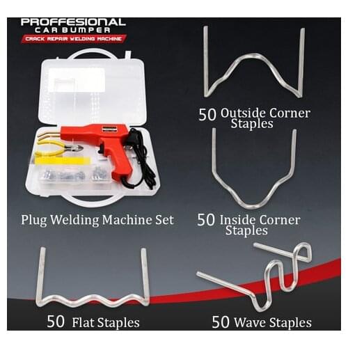 Professional Car Bumper Crack Repair Welding Machine Set Fairing Hot Stapler Plastic Repair Kit With 200 Staple Metal Tool