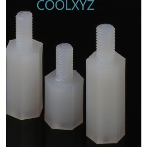 Manufacturer directly sells white hexagonal nylon column single head nylon plastic support column M2 M2.5 M3 M4 10PCS