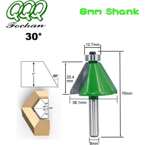 QQQ 1pcs Set 8mm Shank Chamfer Router Bits 30 Degree Milling Cutter for Wood Woodorking Bit Machine Tools