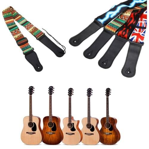 Adjustable Ethnic Style Guitar Strap Ukulele Strap Multi-Color Printing Nylon Straps Guitar Parts Electric Guitar Strap