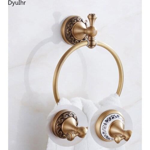 Retro European-style simple towel ring all copper towel rack towel pendant towel hanging European-style towel ring bathroom