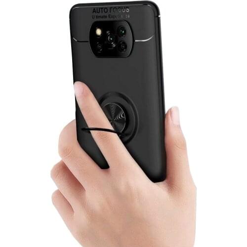 Luxury Silicone case For POCO X3 case POCO X 3 NFC phone Cover For Poco F2 Pro POCO M2 Pro Finger Ring Holder