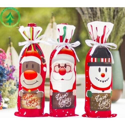 Christmas decoration with tassel Non-woven fabric Wine bottle covers Hotel home festival party Decor