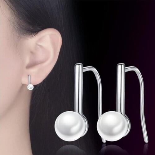 KOFSAC Minimalism U-shaped Pearl Earrings For Women Dainty Gifts New Fashion 925 Sterling Silver Earring Ear Drop Jewelry Femme