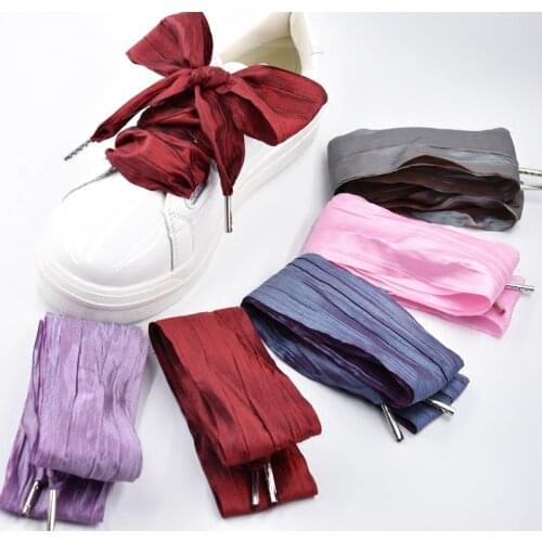 5CM Width Big Bow Shoelaces Thin Wild Trend Fashion Lace Wine Red Pink Laces