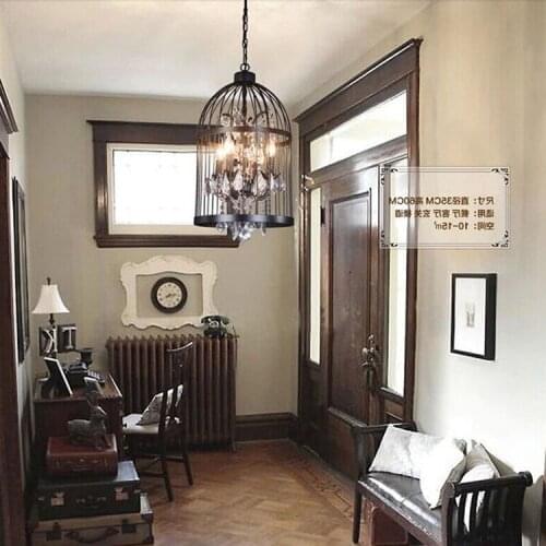 Nordic Individuality Art Iron Bird Cage Pendant Light Crystal Cafe Restaurant Decoration Hanging Lamp hanging lamp