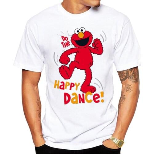 TEEHUB Newest Fashion Happy Dance Elmo Printed Men T-Shirt O-Neck Short Sleeve Sesame Street Tshirts Cool Tops Funny Tees