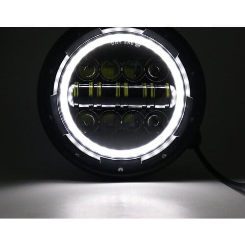 Universal Motorcycle Headlight DRL Amber Turn Signal Angel Eye 7" Headlight Shell Barrel, Suitable for Honda Suzuki Motorcycle