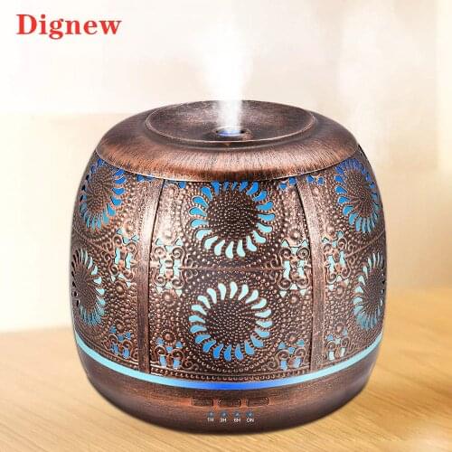 Air Humidifier 500ml Bronze Metal Mist Maker Aromatherapy Essential Oil Diffuser 7 Color Light Change For Home Bedroom Office