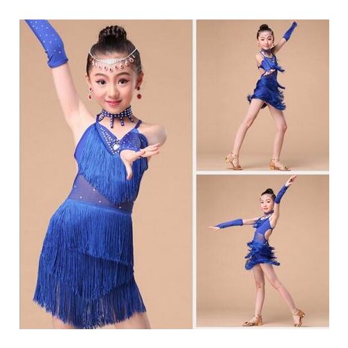 New 2017 Sexy Cheap Latin Dance Dress Kids Children Girls Fringe Competition Latin Skirt Samba Dance Latin Salsa Dresses