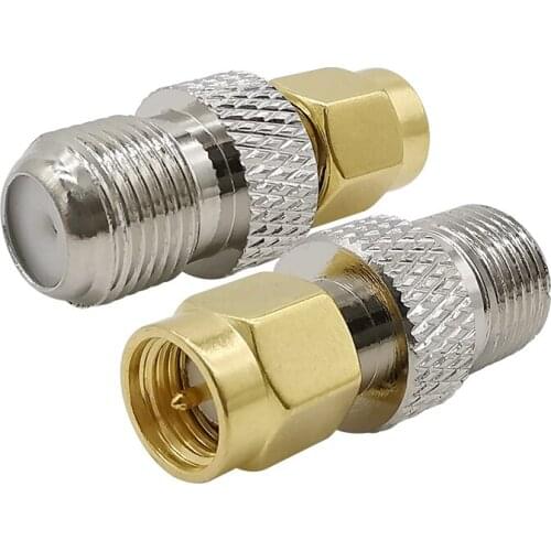 1/2Pieces F Type Female Jack to SMA Male Plug Straight RF Coaxial Adapter F to SMA Connector Convertor