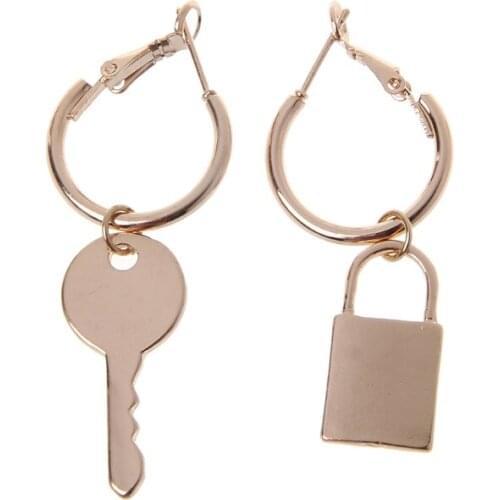 1 Pair Lock and Key Mismatch Drop Earrings For Women Simple Fashion Jewelry Accessories