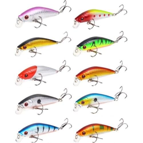 10pcs/lot Minnow Fishing Lure 7cm 8g sinking artificial Pesca Hard Bait Bass Wobblers Crankbait Swimbait fishing tackle 6# Hooks
