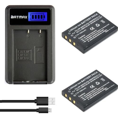 2Pcs 1200mAh FNP-60 NP60 Battery +USB LCD Charger for Fujifilm NP-60 Kodak KLIC-5000 Samsung SLB-1137 Olympus LI-20B Battery