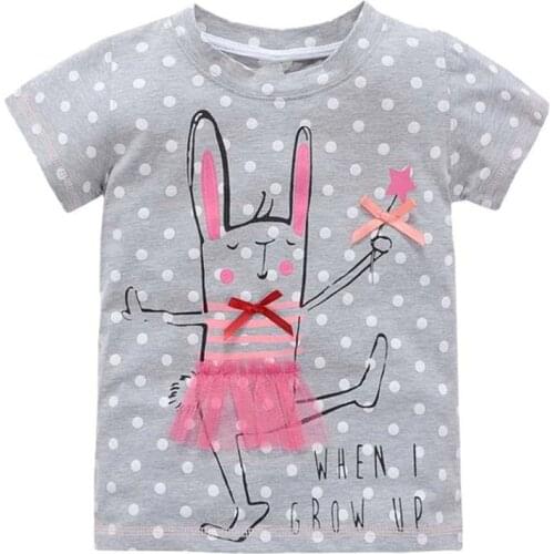 2018 Children Girl T-Shirt Summer Style Baby Girls T Shirt Short Sleeve Shirts Kids Tees Girl Tops Rabbit Free Shipping