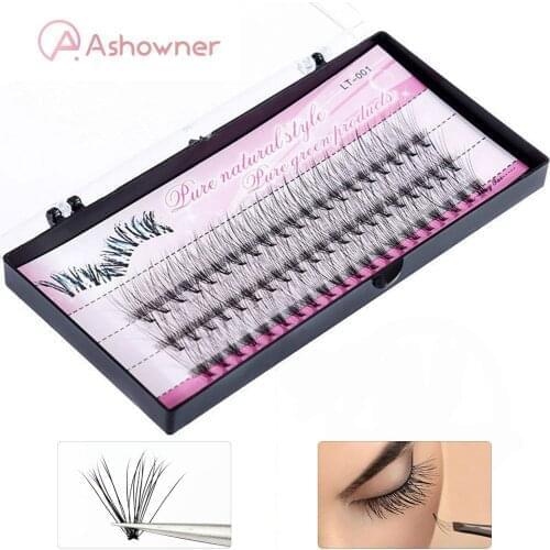 10/12mm Fake Eyelashes 60pcs Natural False Eye Lashes Grafting Eyelashes Extension Tools Women Makeup Beauty Eye Lashes Set