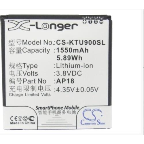 Cameron Sino 1550mAh battery for BLU Tank 4.5 for K-TOUCH U9 AP18 Mobile, SmartPhone Battery