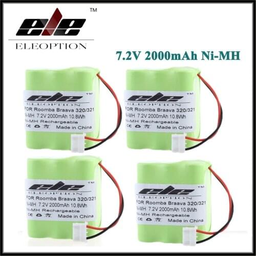 4 PCS Eleoption 2000mAh Battery for iRobot Braava 320 321 & Mint 4200 4205 Cleaner Robot 4408927