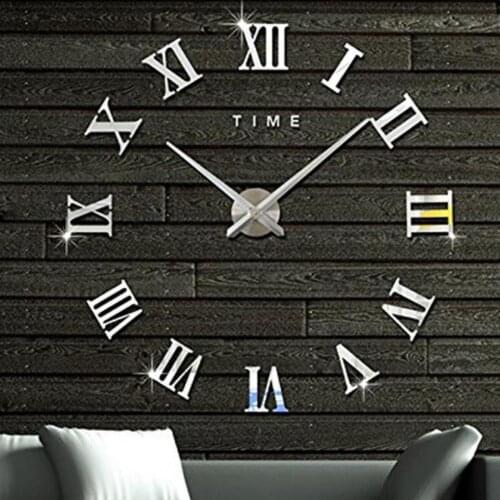 Acrylic Wall Clock Roman Numbers Mirror Sticker DIY Creative Wall Decal Modern Needle Quartz Stickers Living Room Decoration