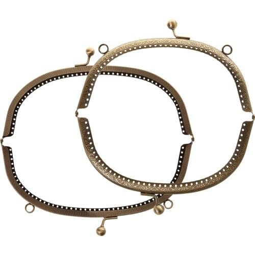 16.5/20cm Vintage Metal Frame Kiss Clasp Lock Arch with Handle for Handbag Purse Bags